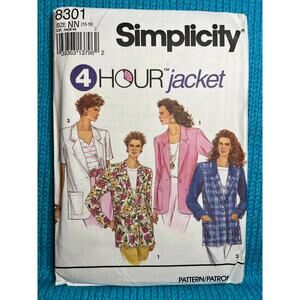 Simplicity 8301 pattern blazer oversized boyfriend boxy size 10-16